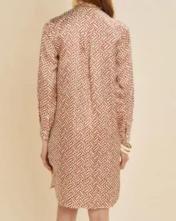 Femme Chloé Stora Robe satinée Roya imprimée terre/écru