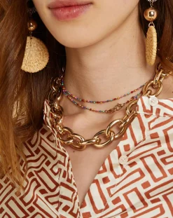 Femme Chloé Stora Robe satinée Roya imprimée terre/écru