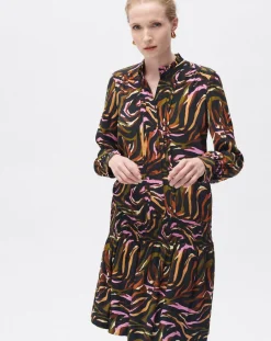 Caroll Robe Sybil imprimée cognac