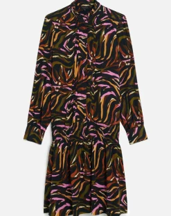 Caroll Robe Sybil imprimée cognac