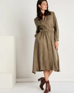 Discount See u Soon Robe toucher doux Paloma boutonnée khaki