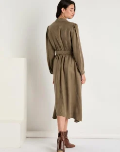 Discount See u Soon Robe toucher doux Paloma boutonnée khaki