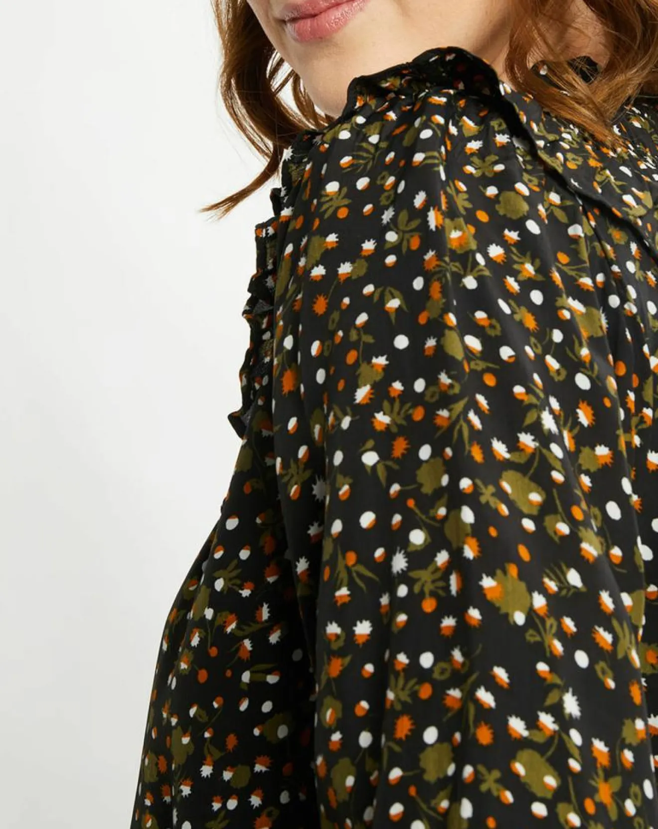 Femme Scotch & Soda Robe évasée col smockée imprimé floral multicolore