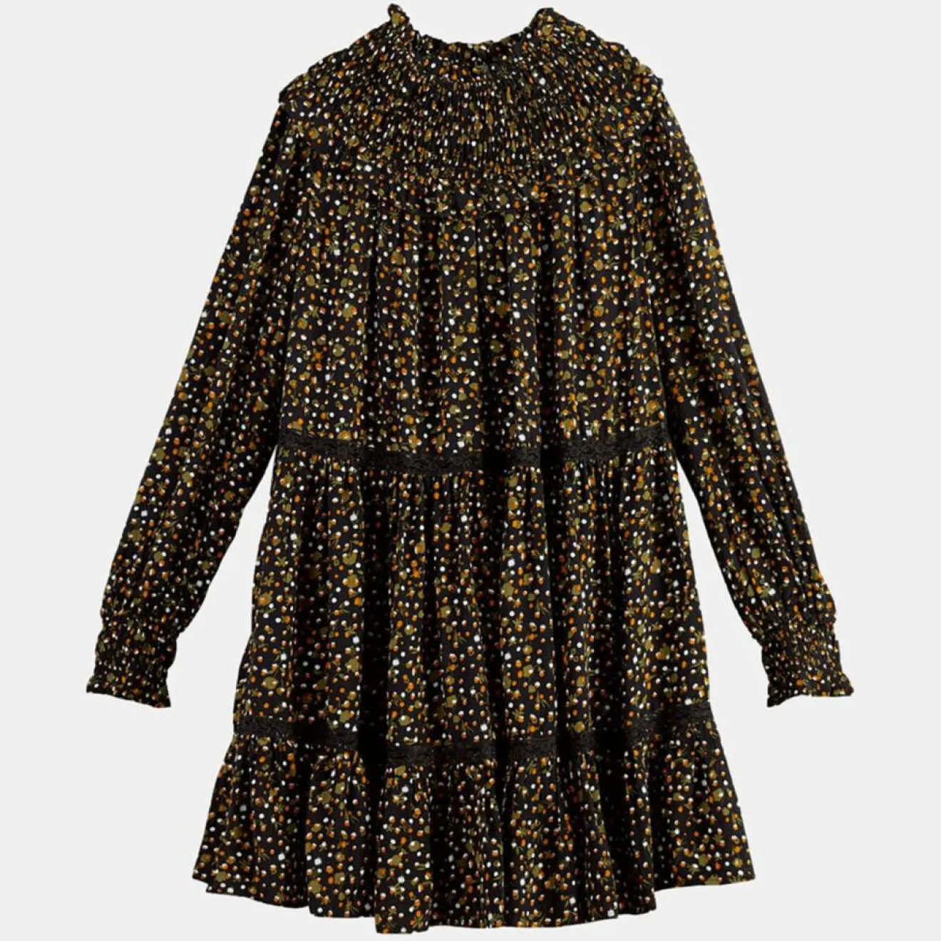 Femme Scotch & Soda Robe évasée col smockée imprimé floral multicolore