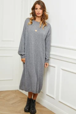 Femme Fleur de cachemire Robe Victoire Grise