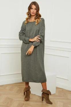 Femme Fleur de cachemire Robe Victoire Kaki