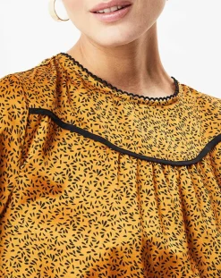 Best Molly Bracken Robe Woven imprimée jaune moutarde