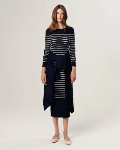 Femme Rodier Robe Xénia rayée bleu nuit