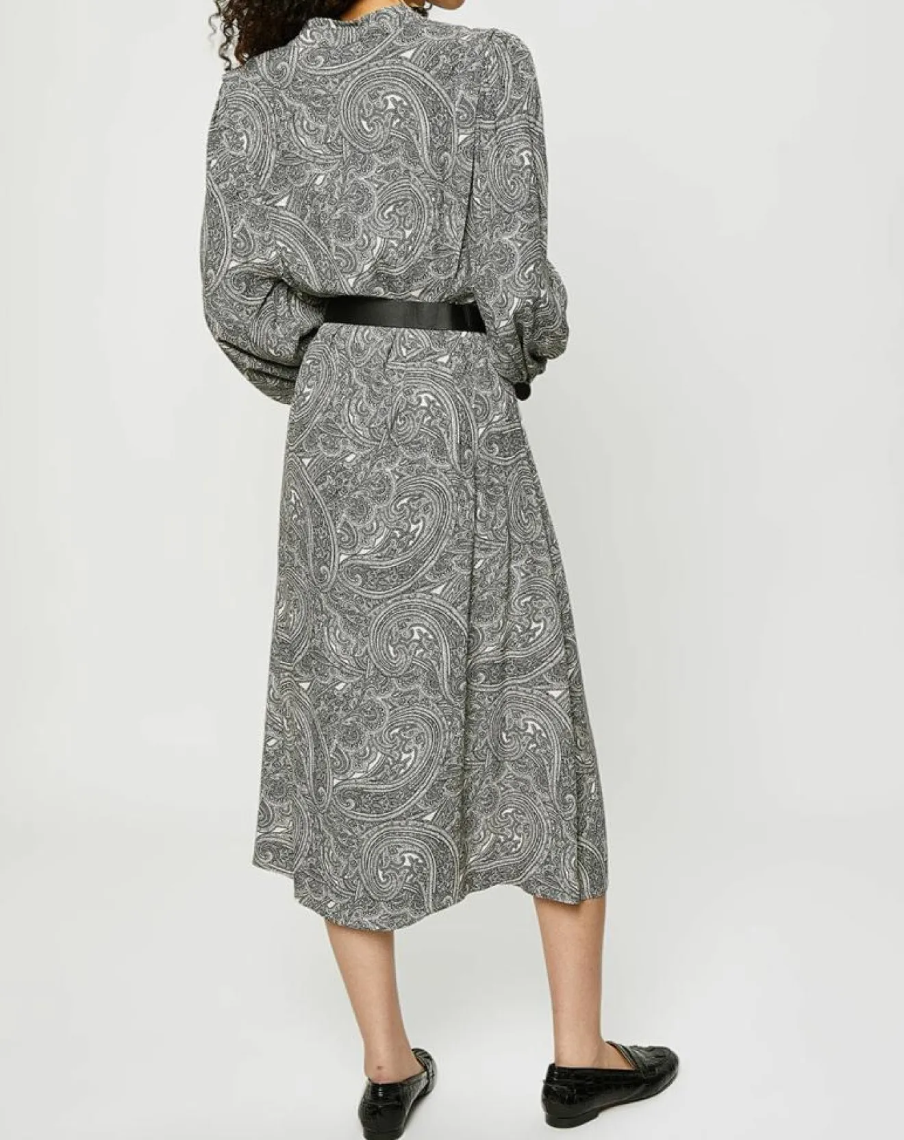 Femme Esprit Robe-chemise à ceinture et imprimé cachemire blanc/gris