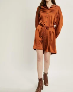 Cyrillus Robe-chemise en Satin rouille