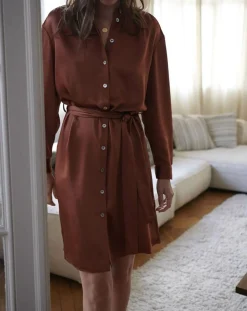 Cyrillus Robe-chemise en Satin rouille