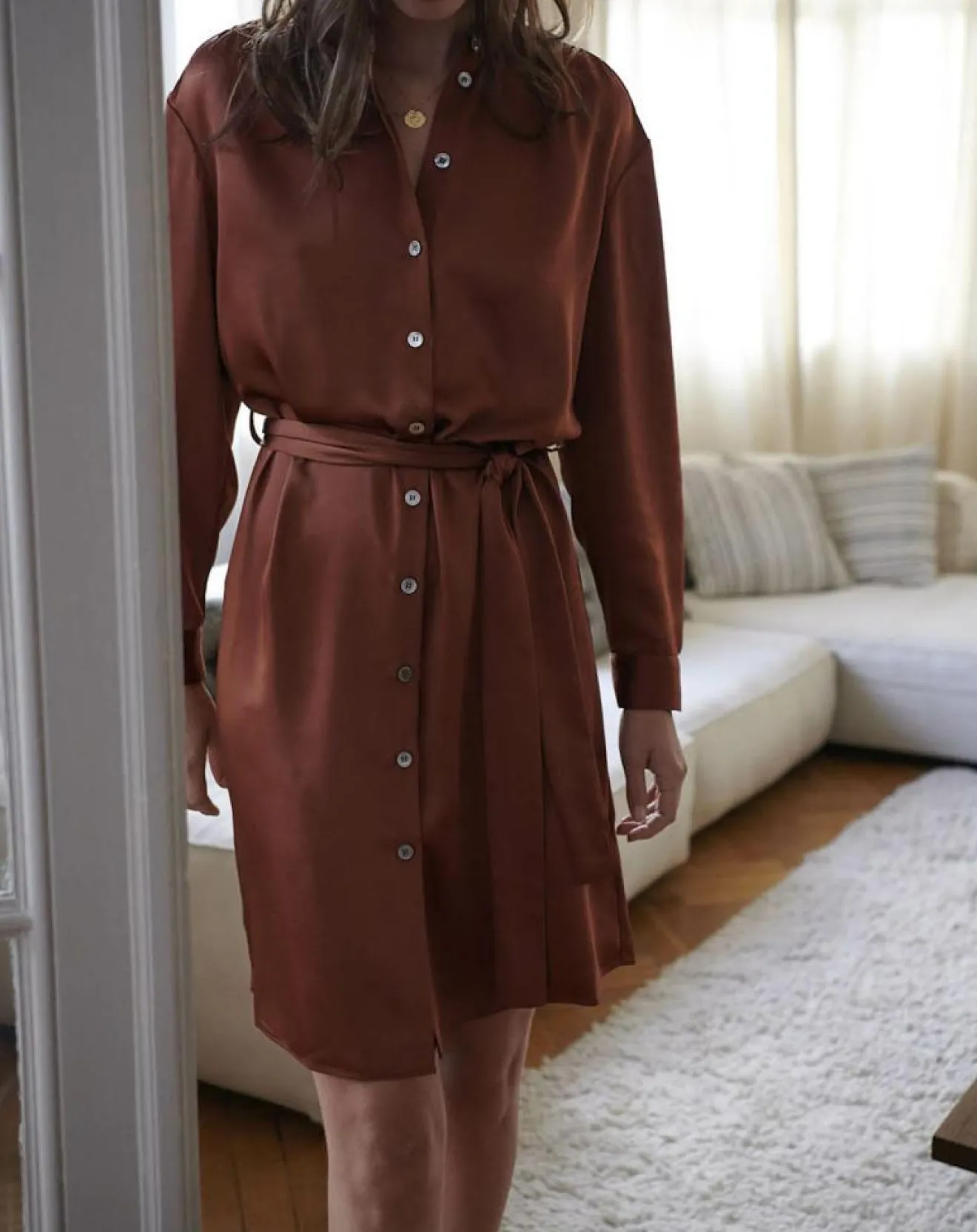 Cyrillus Robe-chemise en Satin rouille