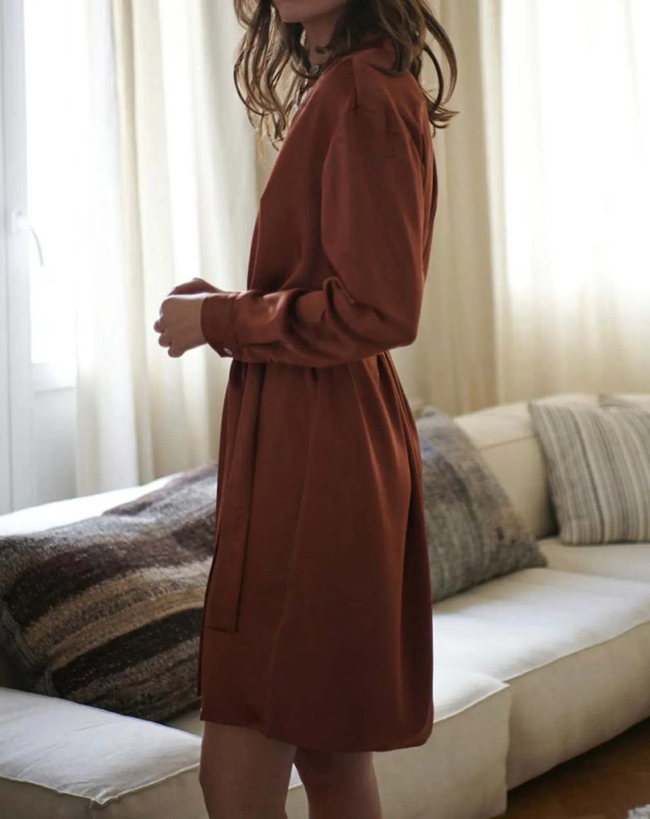 Cyrillus Robe-chemise en Satin rouille