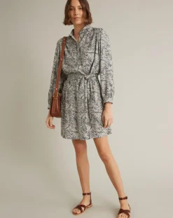 Online Cyrillus Robe-chemise imprimée Graphic Leaves bleue