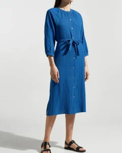 Discount Garance Paris Robe-chemise midi Lao bleu vif