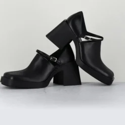 Clearance Justine Clenquet Sabots en Cuir Kim noirs - Talon 8 cm