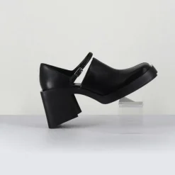 Clearance Justine Clenquet Sabots en Cuir Kim noirs - Talon 8 cm