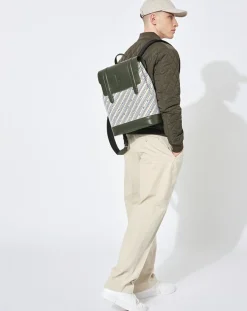 Maison Faret Sac à dos en Toile enduite & Cuir Ferret vert/multicolore - 40x29x13 cm