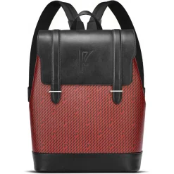 Hot Maison Faret Sac à dos en Toile enduite & Cuir Ferret rouge/noir - 40x29x13 cm