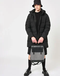 Femme Maison Faret Sac à dos en Toile enduite & Cuir Ferret noir/blanc - 40x29x13 cm