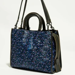 Coach Sac à main en Cuir Rogue imprimé bleu foncé - 24.9x13.9x30.9 cm