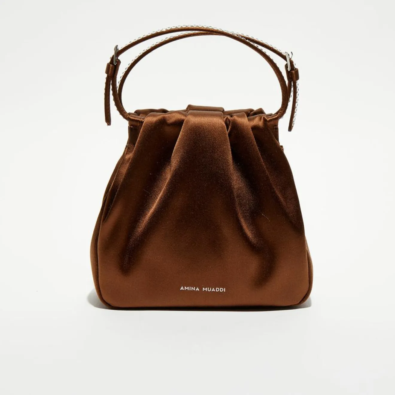 Femme Amina Muaddi Sac à main en Soie cristal Vittoria moka - 16.5x16x7 cm