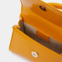 Femme By Far Sac à main mini en Cuir Semi Patent Léa orange - 10,5x16,5x7 cm