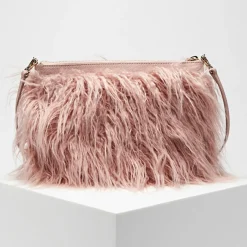 Femme Coccinelle Sac bandoulière en Cuir & Fausse Fourrure Mini Bag rose 27.5x19.5 cm