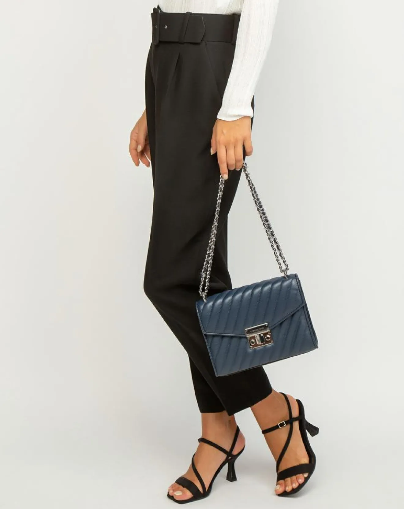 Hot Michael Kors Sac bandoulière en Cuir Rose bleu marine - 23x18x5 cm