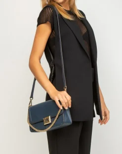 Femme Michael Kors Sac bandoulière en Cuir Sonia East West bleu marine - 25x16x5 cm