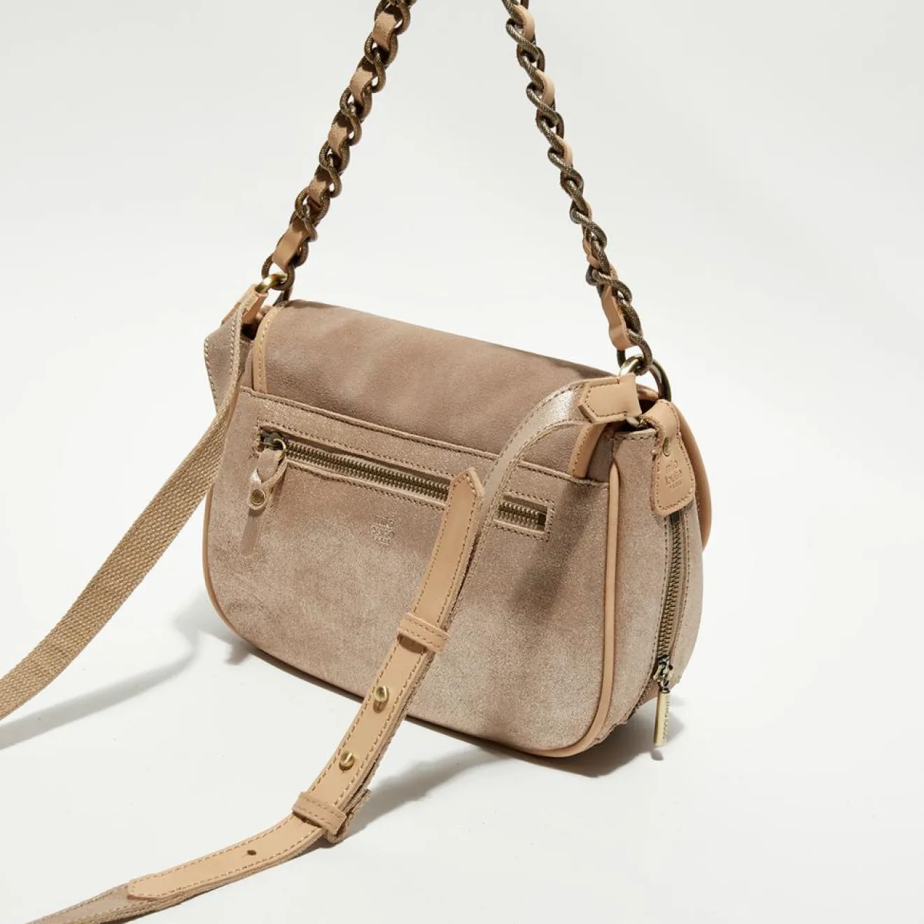 Clearance Mila Louise Sac besace en Cuir Rocia V rose - 23x20x7 cm