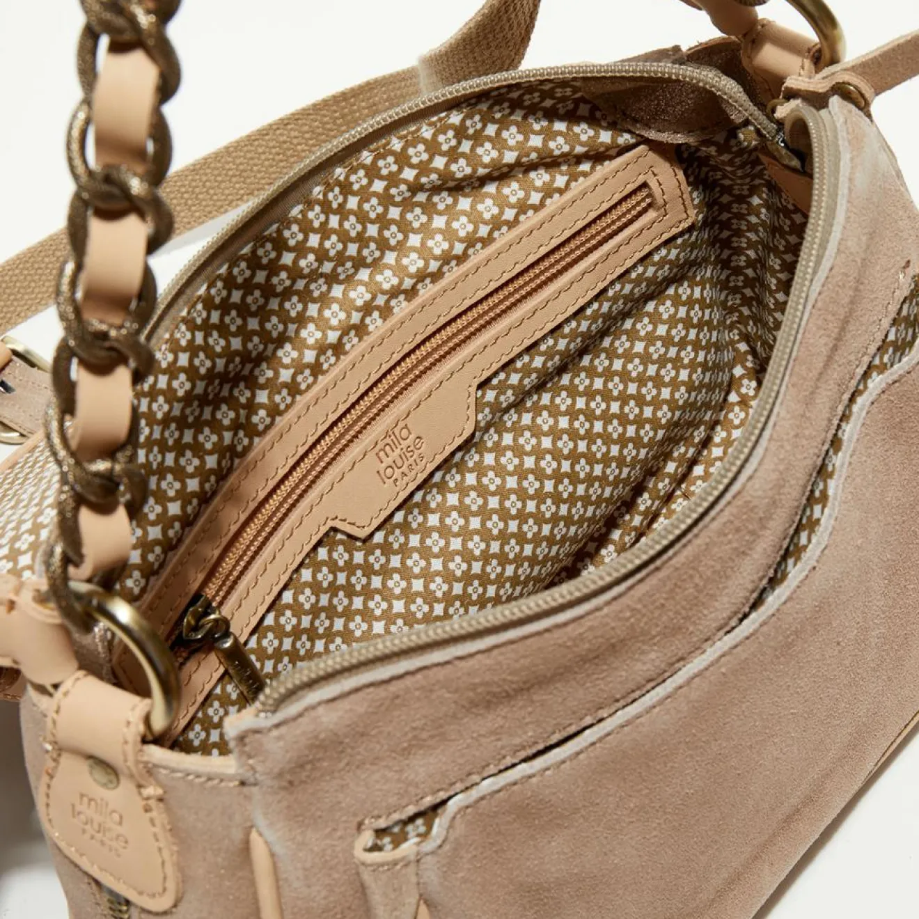 Clearance Mila Louise Sac besace en Cuir Rocia V rose - 23x20x7 cm