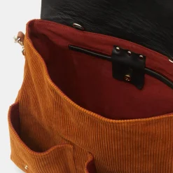 Clearance Craie Sac cartable réversible en Velours côtelé Maxi Maths marron 24x35x9 cm