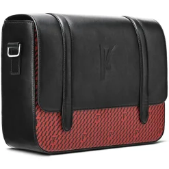 Best Maison Faret Sac en Cuir & Toile enduite Moulleau rouge/noir - 22x30x9 cm