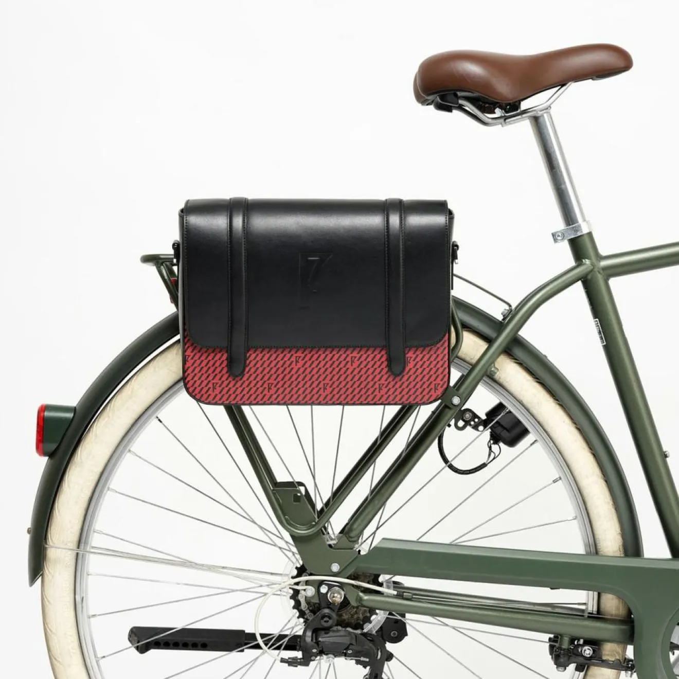 Best Maison Faret Sac en Cuir & Toile enduite Moulleau rouge/noir - 22x30x9 cm