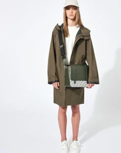 Hot Maison Faret Sac en Cuir & Toile enduite Moulleau vert/multicolore - 22x30x9 cm