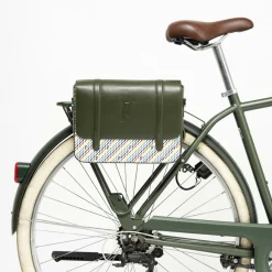 Hot Maison Faret Sac en Cuir & Toile enduite Moulleau vert/multicolore - 22x30x9 cm