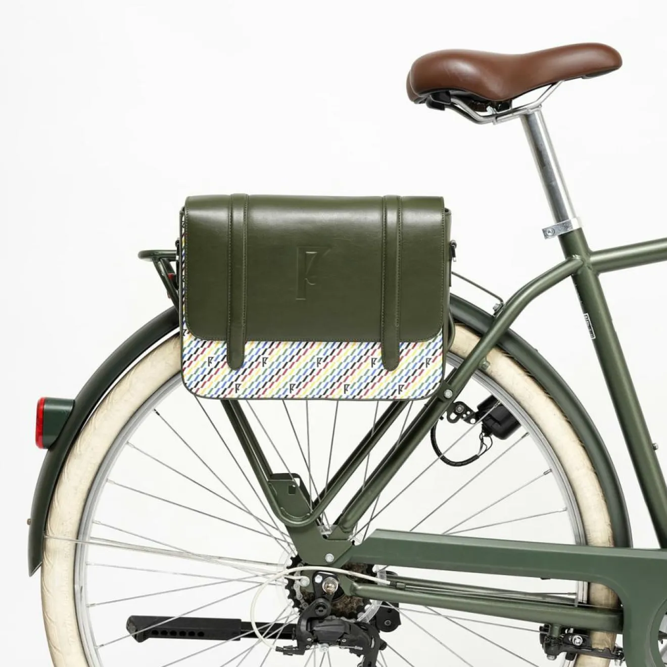 Hot Maison Faret Sac en Cuir & Toile enduite Moulleau vert/multicolore - 22x30x9 cm