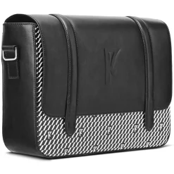 Best Maison Faret Sac en Cuir & Toile enduite Moulleau noir/blanc - 22x30x9 cm