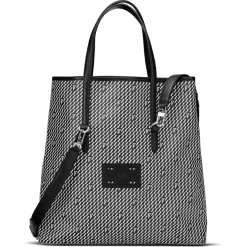 Femme Maison Faret Sac en Toile enduite & Cuir Faret noir/blanc - 38x36x8.5 cm