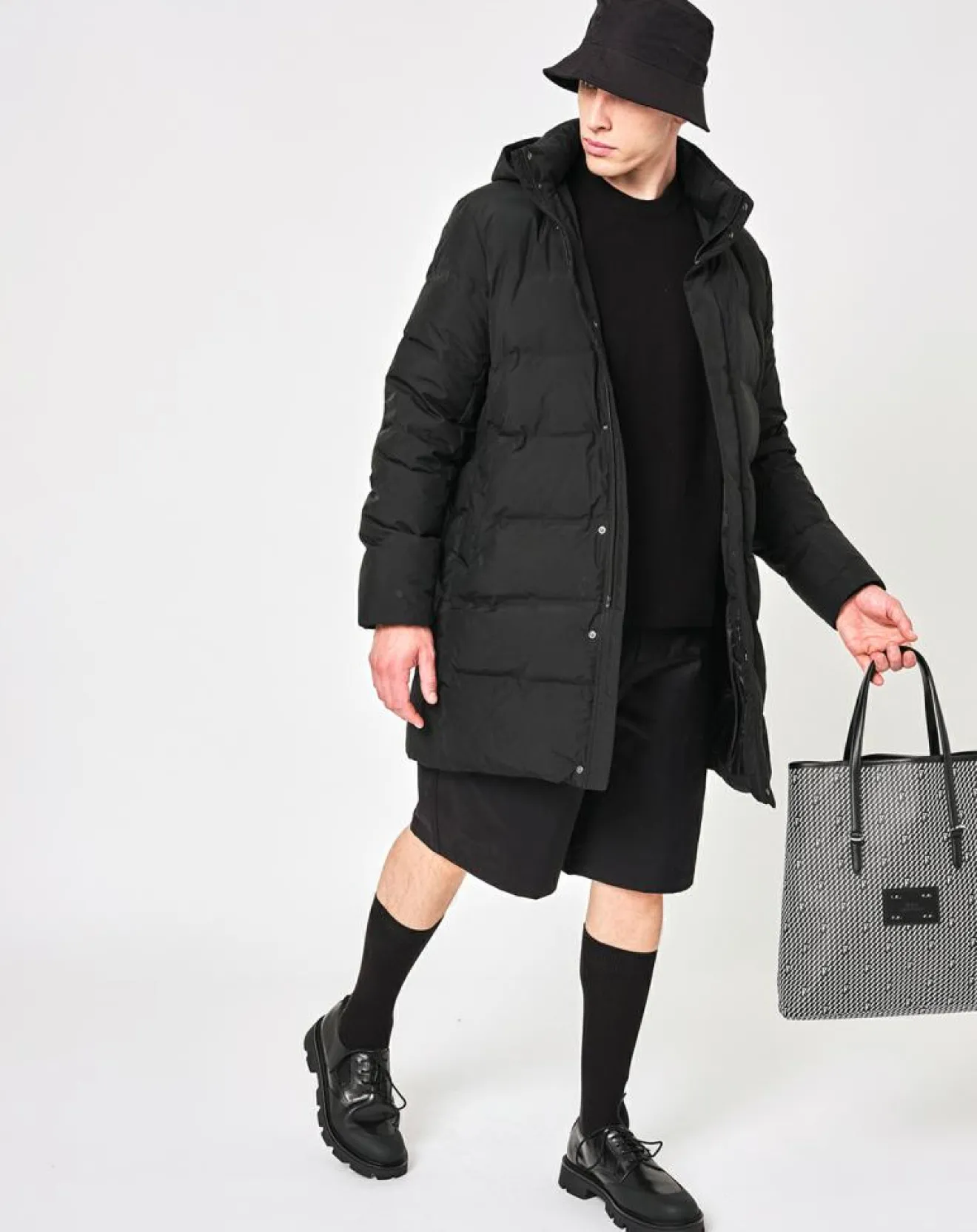 Femme Maison Faret Sac en Toile enduite & Cuir Faret noir/blanc - 38x36x8.5 cm