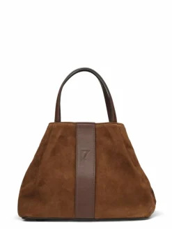 Femme Maison Faret Sac en Velours de Cuir Pin Marron - 20,5x26,5x15,5 cm