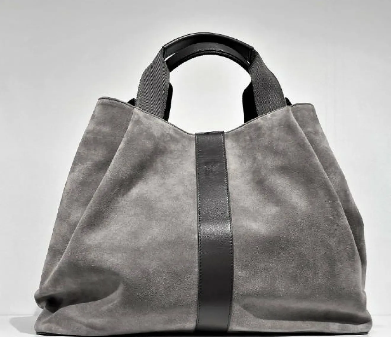 Femme Maison Faret Sac en Velours de Cuir Pin Gris - 20,5x26,5x15,5 cm