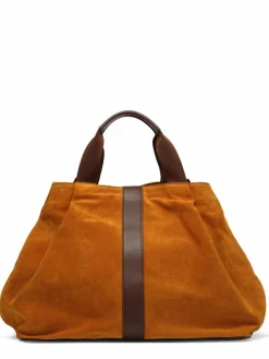 Femme Maison Faret Sac en Velours de Cuir Pinasse Marron - 65x34x26 cm
