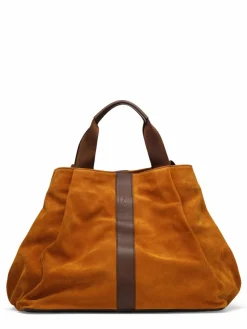 Femme Maison Faret Sac en Velours de Cuir Pinasse Marron - 65x34x26 cm