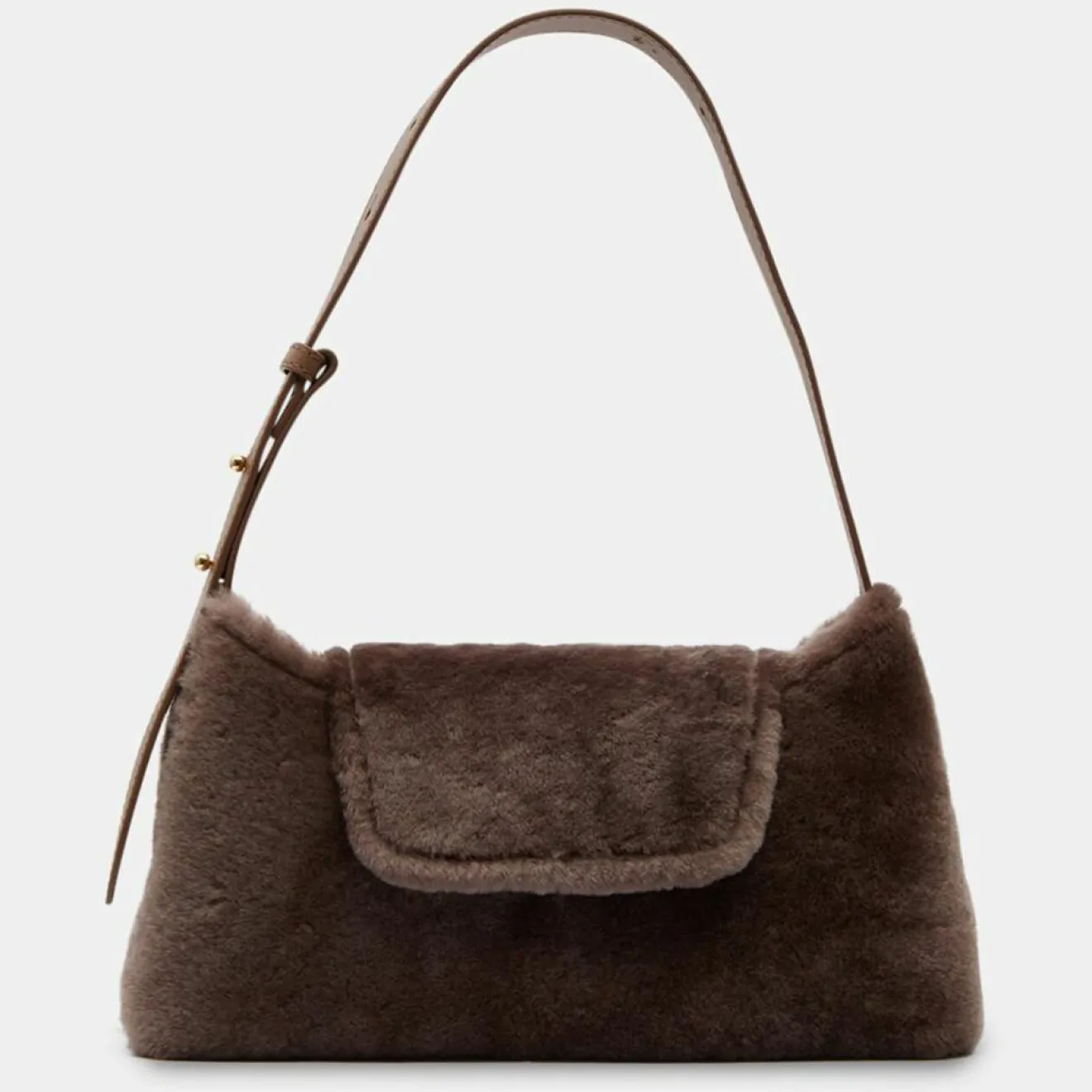 Best Elleme Sac enveloppe en Cuir & Peau Shearli marron foncé 16x28x6 cm
