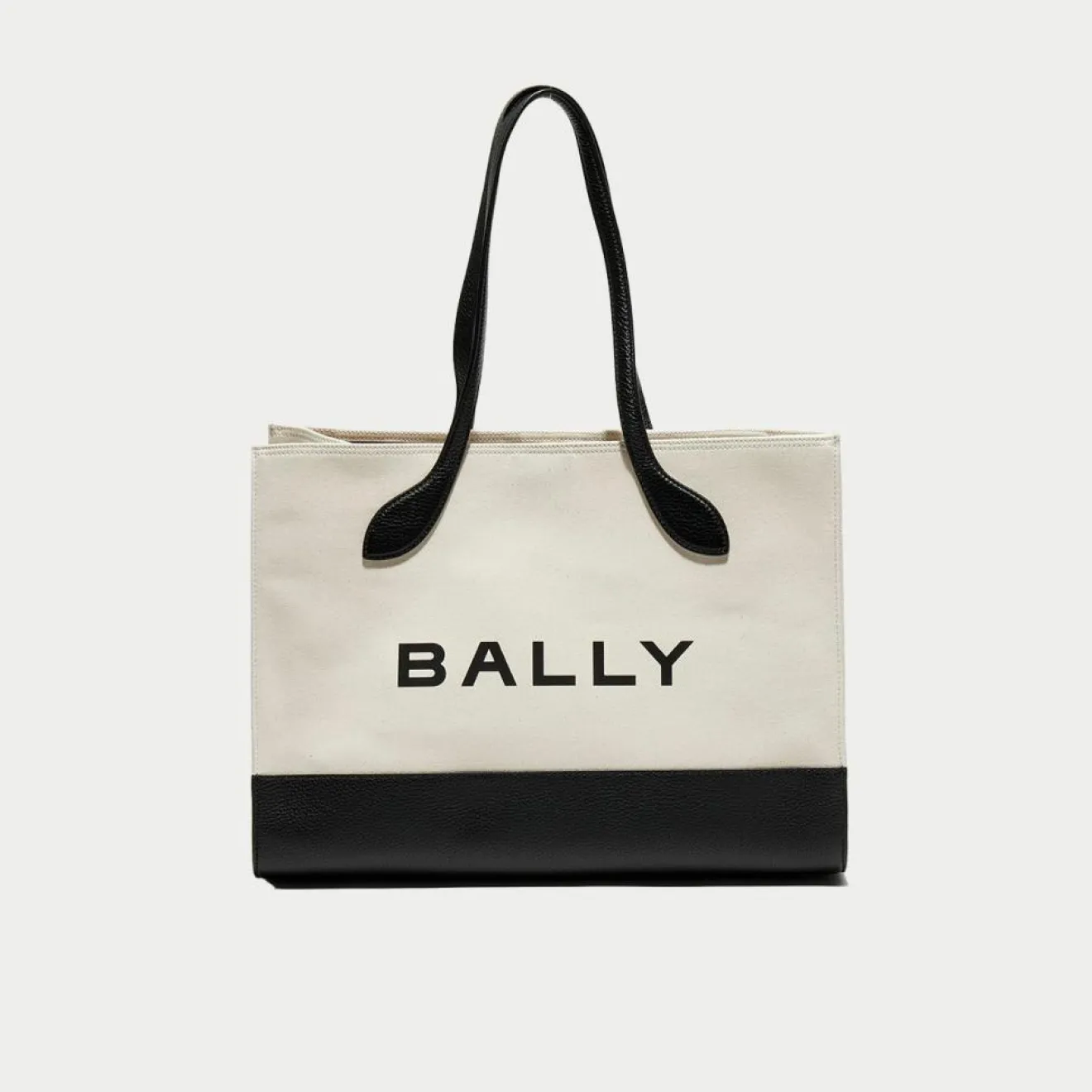 Femme Bally Sac fourre-tout en Coton & Cuir naturel/noir - 40x29.5x15 cm