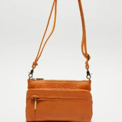 Femme Mila Louise Sac pochette en Cuir Inde orange clair - 22x15x2 cm