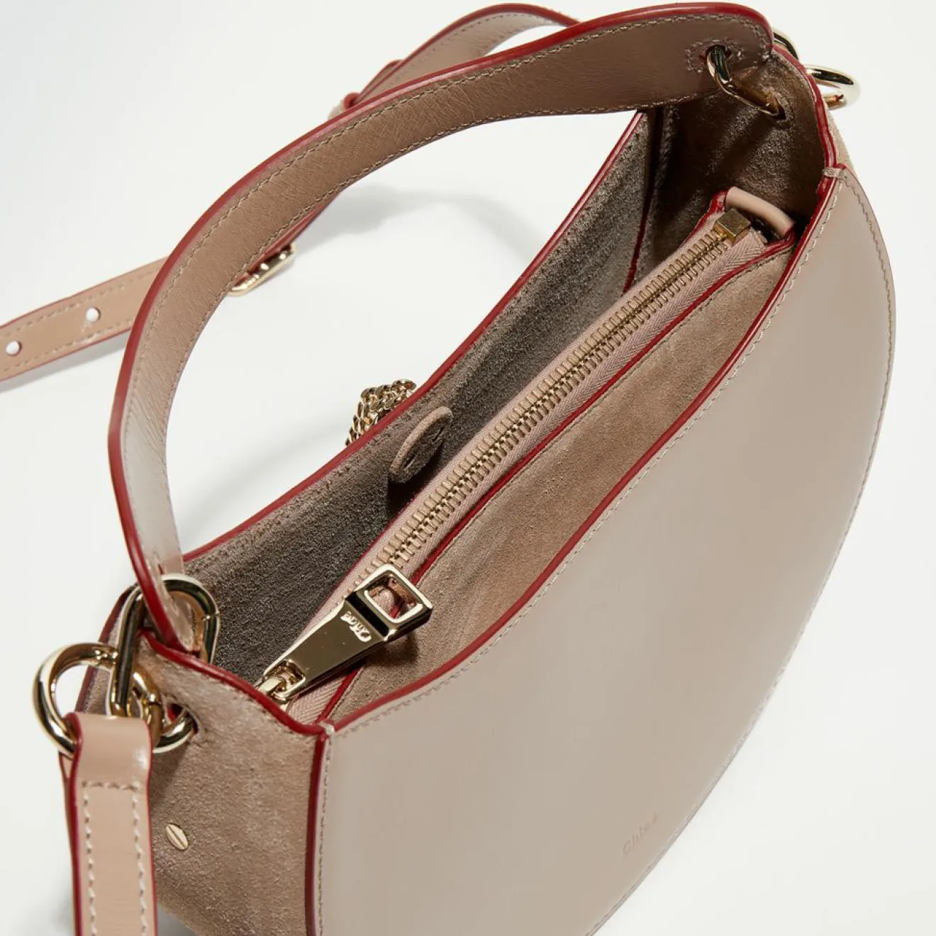 Femme Chloé Sac porté épaule en Cuir Arlène beige rosé - 25x20x9cm