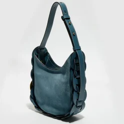Clearance Chloé Sac porté épaule en Velours de Cuir Darryl bleu - 25x20x9 cm
